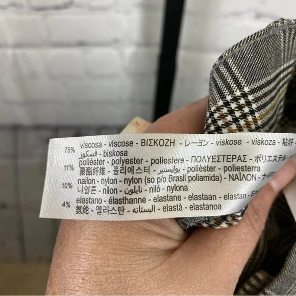 Zara Plaid Skinny Viscose Blend Pants Size Medium - Picture 6 of 6